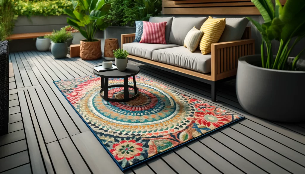 1. Add Color and Texture with Outdoor Rugs