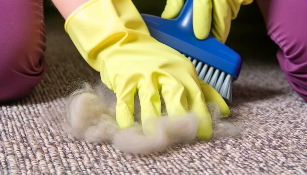 attracting Pet hairs with Rubber Gloves 