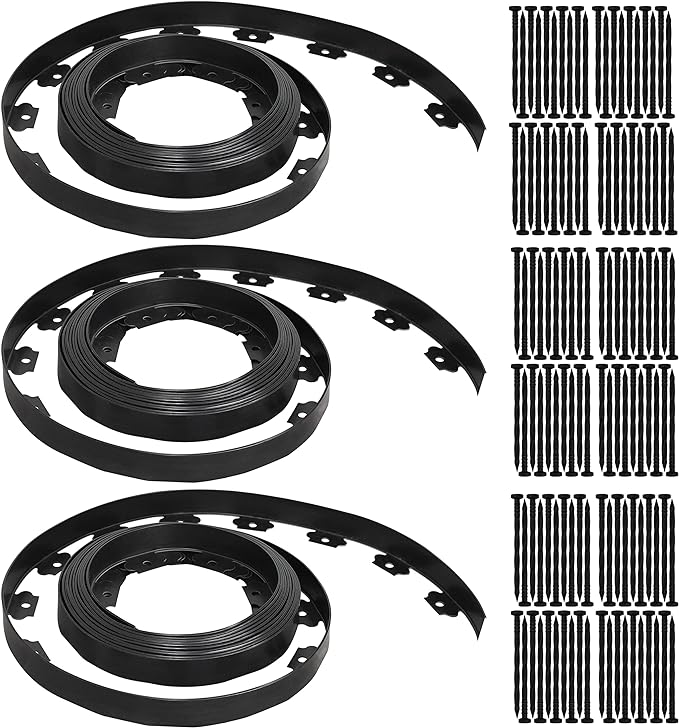 Gardzen 1.5" x100' No Dig Landscape Edging, Garden Edging Border Coil,Paver Edging Lawn Edging Comes with 120 Pcs Spikes
