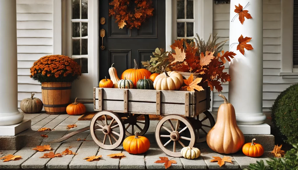 Use a Wagon Filled with Pumpkins and Gourds